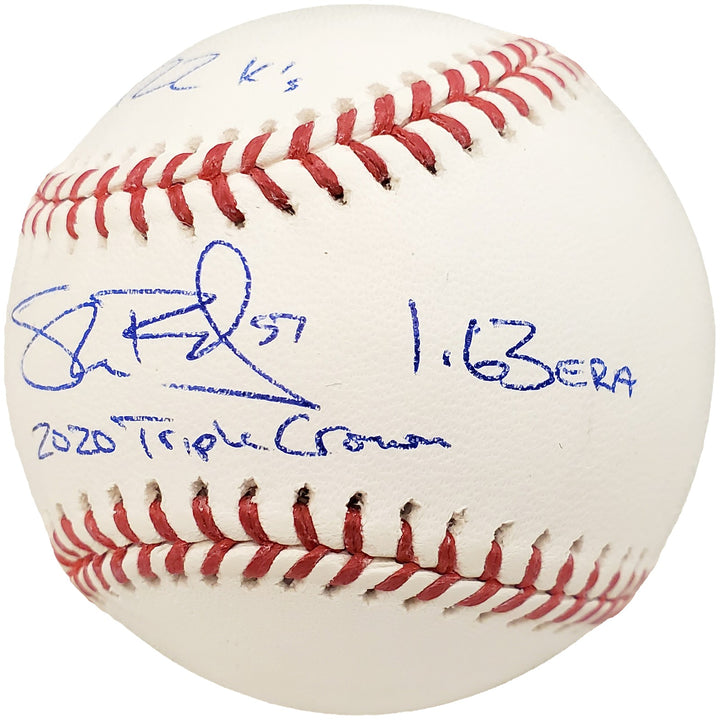 Shane Bieber Signed MLB Baseball Cleveland Indians With 3 Stats Beckett