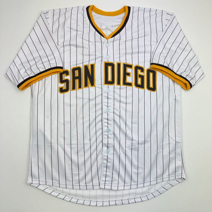 Autographed/Signed Mason Miller San Diego Pinstripe Baseball Jersey JSA COA