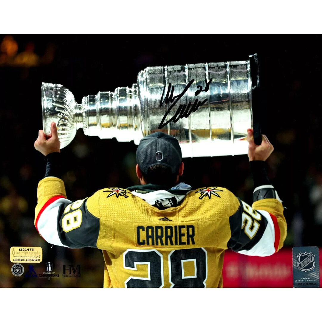 William Carrier Autographed Stanley Cup Vegas Golden Knights 8x10 Photo COA IGM