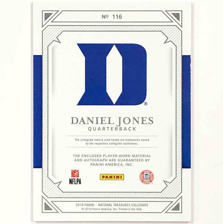 2019 National Treasures #116 Daniel Jones RC autograph RPA Rookie Patch Auto /99