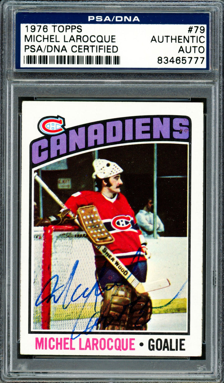 Michel Bunny Larocque Signed 1976-77 Topps Card 79 Canadiens PSA/DNA #83465777