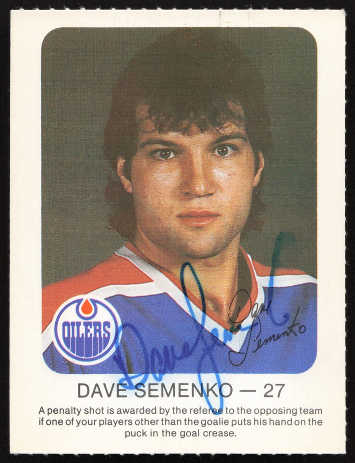 Dave Semenko Autographed 1981-82 Red Rooster Card Edmonton Oilers