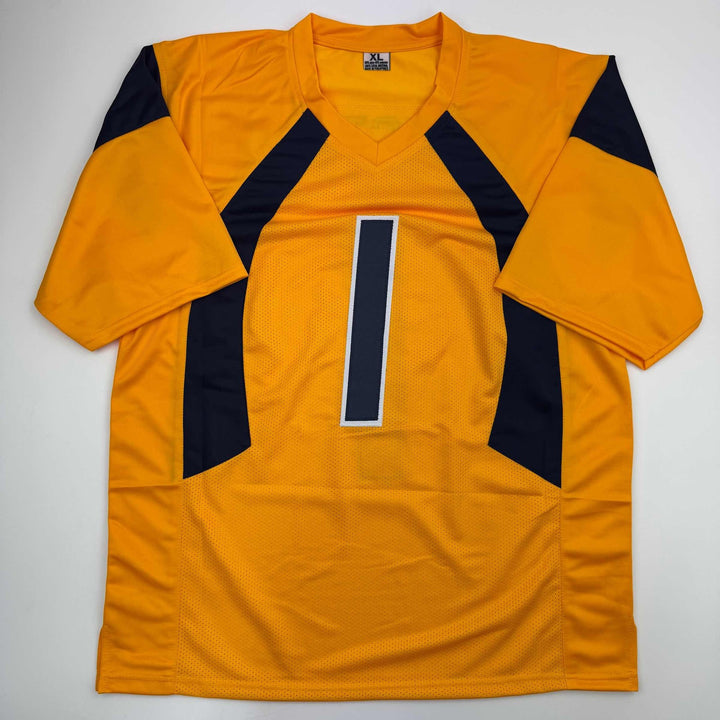 Autographed/Signed Tavon Austin West Virginia Yellow College Jersey JSA COA