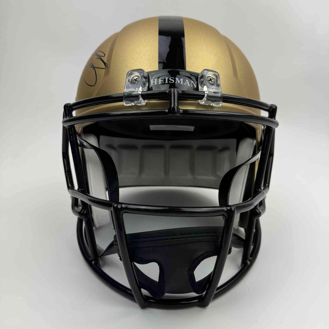 Autographed/Signed Johnny Manziel 2012 Heisman Gold Full Size Helmet Beckett COA