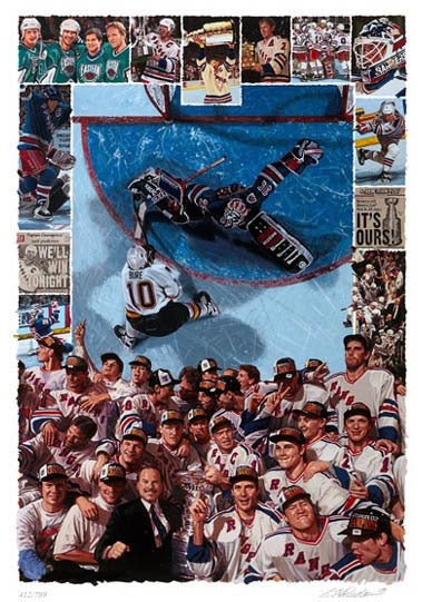 1994 stanley cup Ny Rangers Lithograph PHOTO Signed bill purdom Mark Messier Le