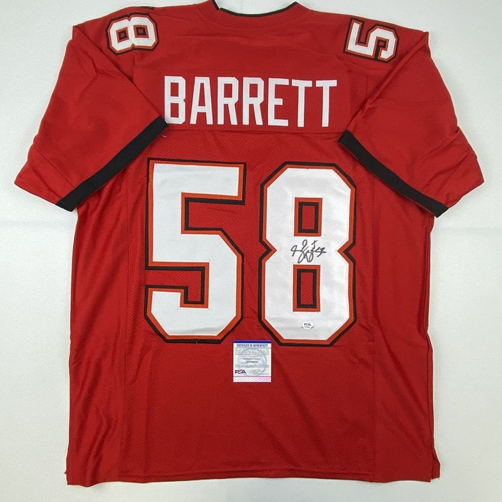 Autographed/Signed SHAQUIL SHAQ BARRETT Tampa Bay Red Jersey PSA COA