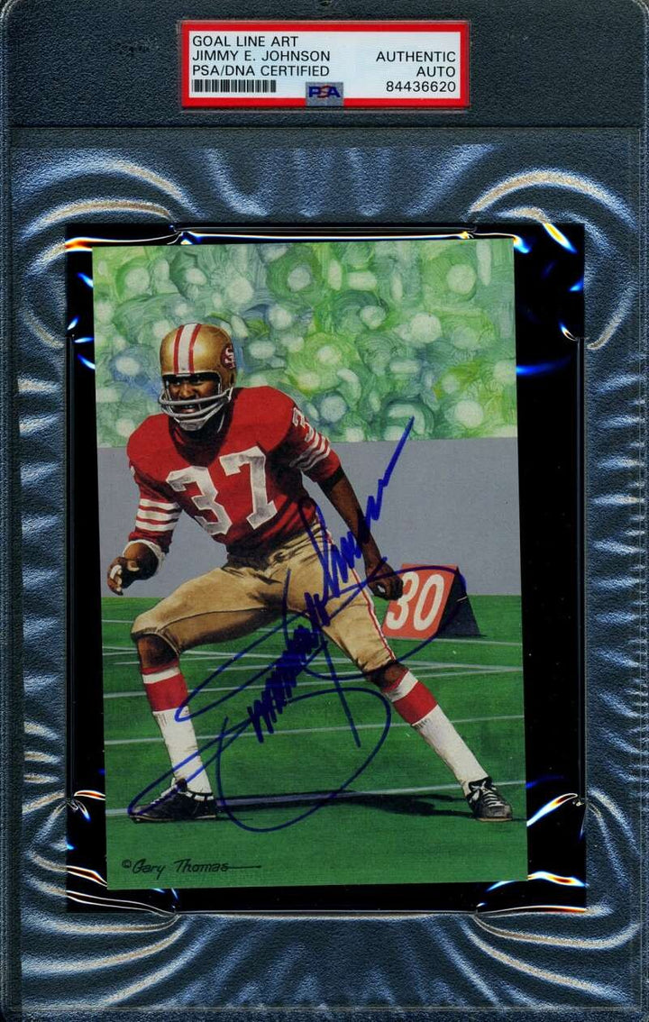 Jimmy Johnson PSA DNA Slabbed Signed Goal Line Art Card Autograph