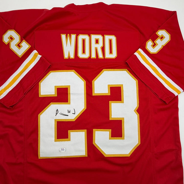 Autographed/Signed Barry Word Kansas City Red Football Jersey PSA/DNA COA