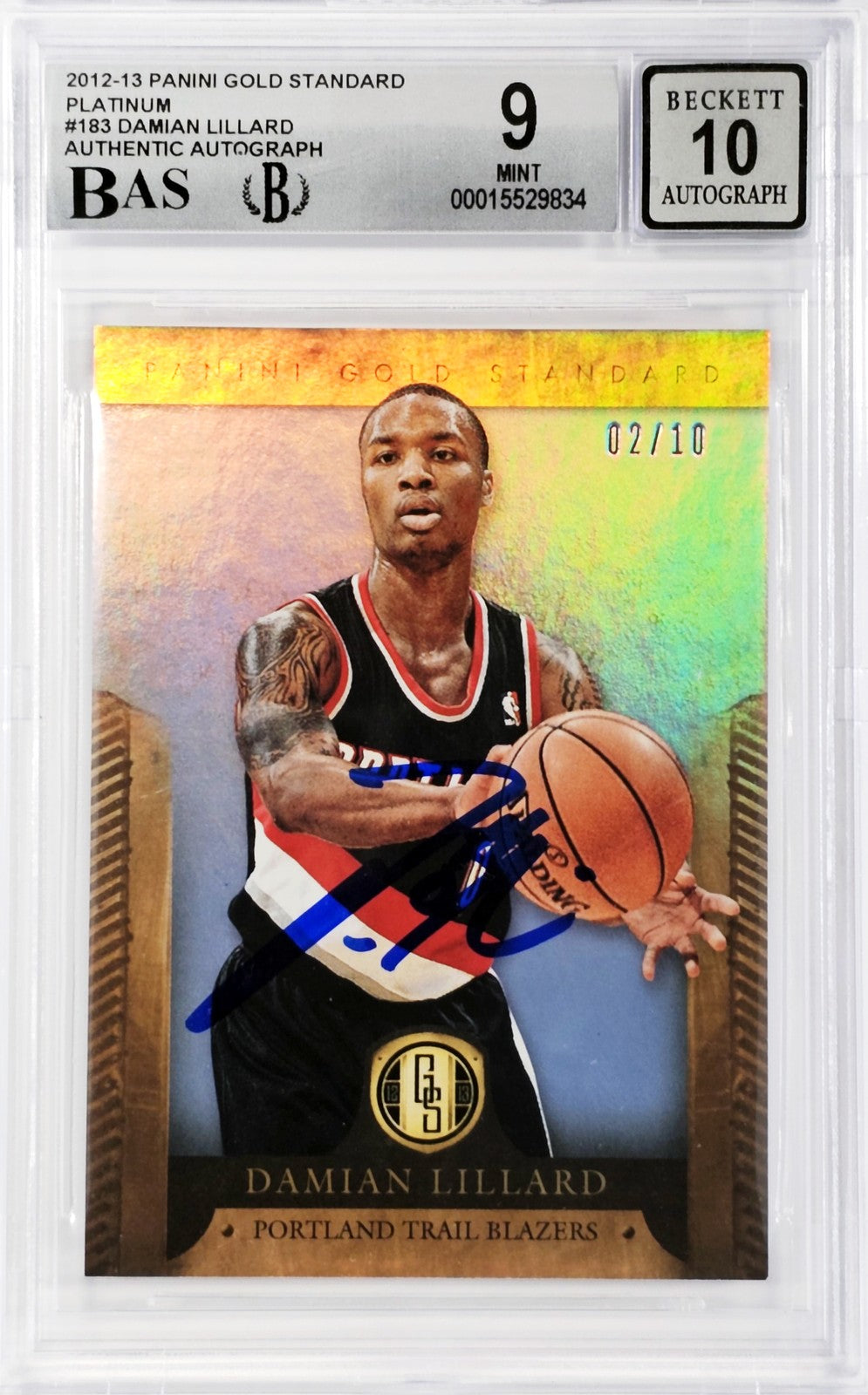 Damian Lillard Auto 2012-13 Panini Gold Standard Platinum RC 183 BGS 9 Sig10 /10