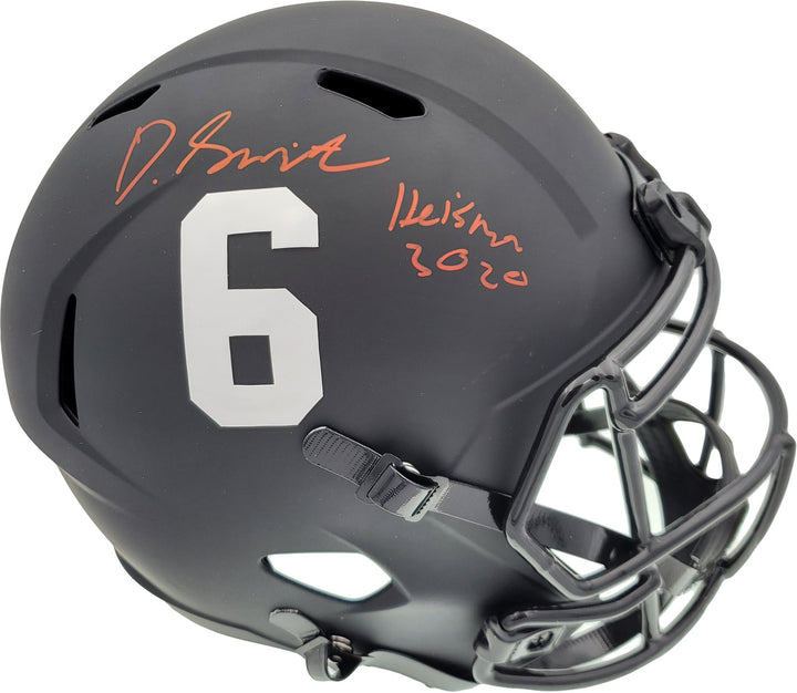 Devonta Smith Auto Alabama Tide Eclipse Black Full Size Rep Helmet Heisman BAS