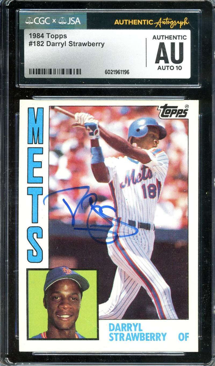 Daryl Strawberry Gem Mint 10 JSA CGC Coa Signed 1984 Topps Rookie Autograph