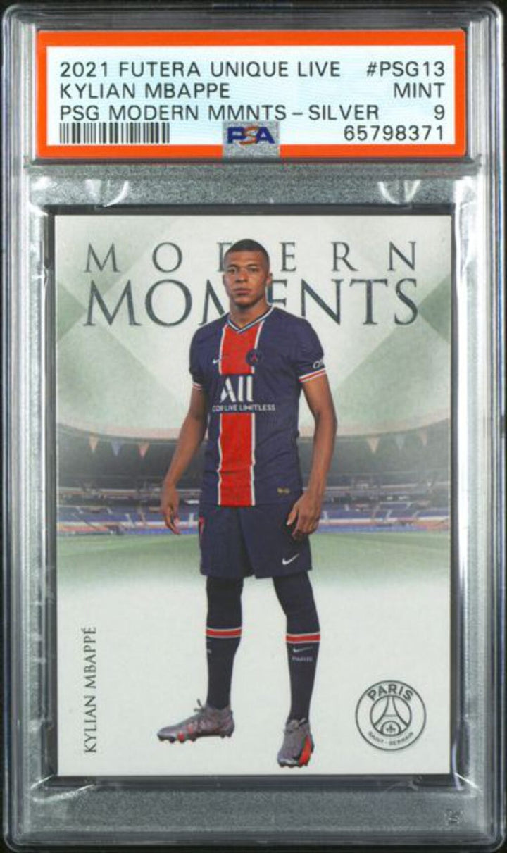 Graded 2021 Futera Unique Live PSG MM Kylian Mbappe #PSG13 Silver Card /10 PSA 9