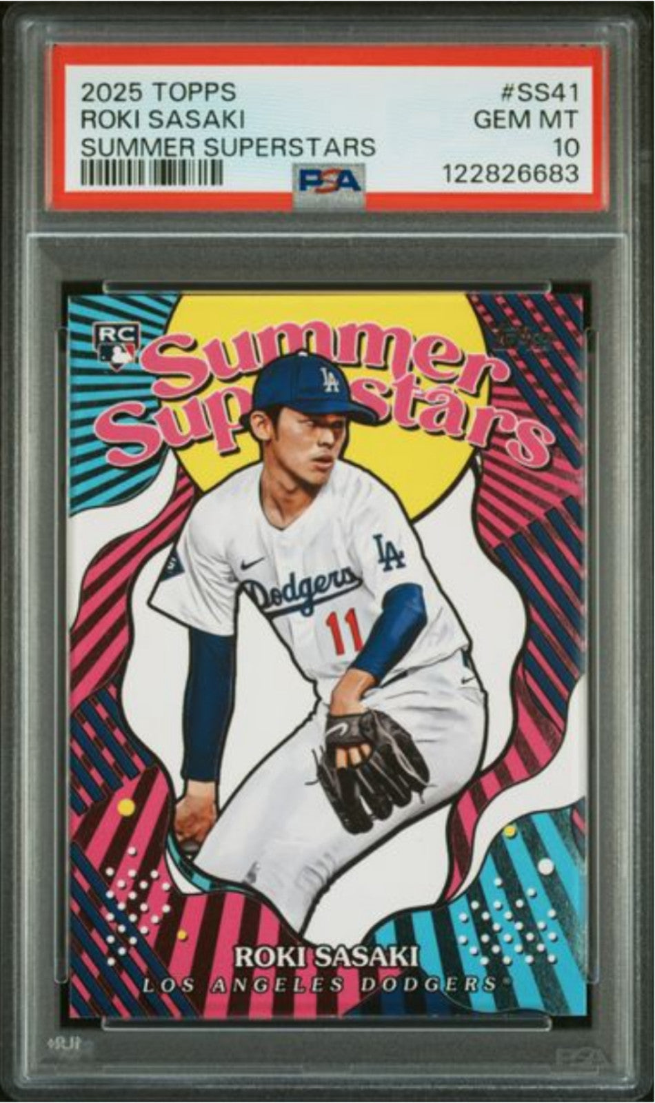 Graded 2025 Topps Roki Sasaki #SS41 Summer Superstars Rookie RC Card PSA 10 Mint