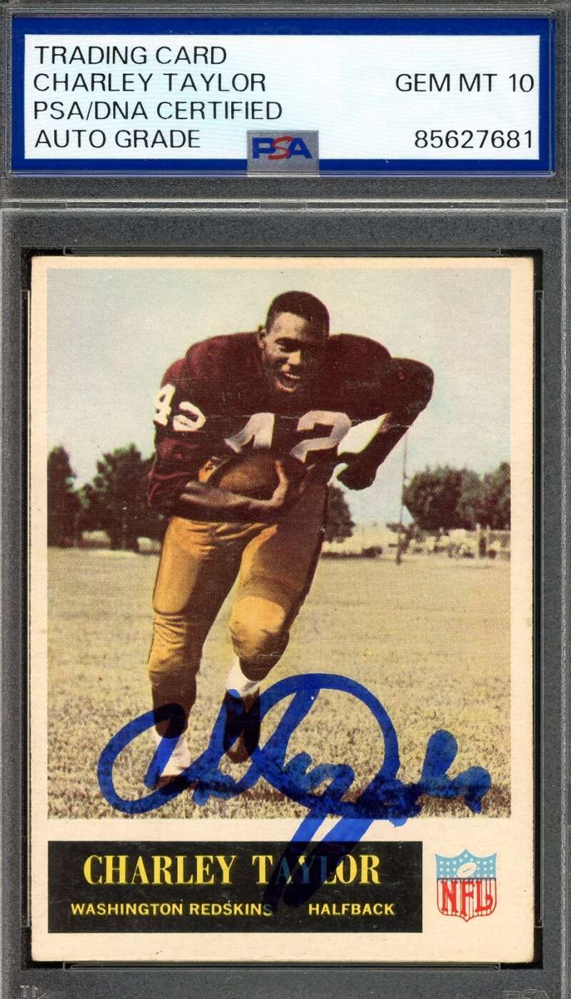 Charley Taylor Gem Mint 10 PSA DNA Signed 1965 Philadelphia Rookie Autograph