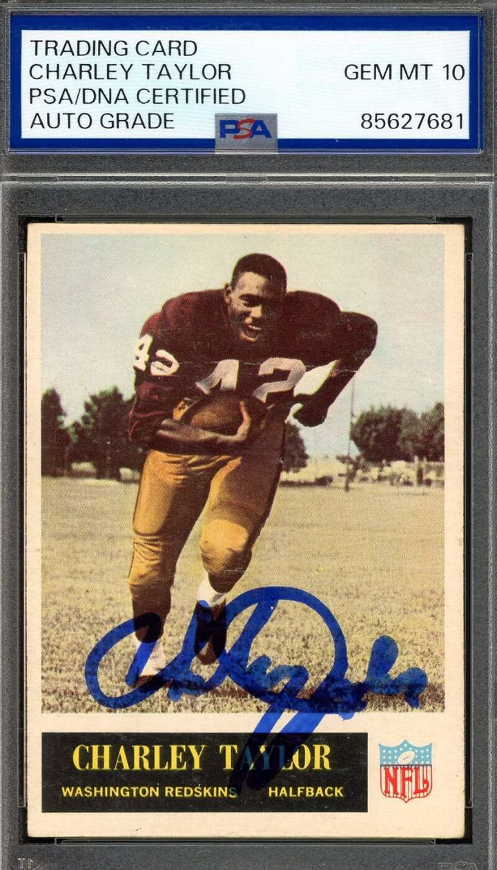 Charley Taylor Gem Mint 10 PSA DNA Signed 1965 Philadelphia Rookie Autograph