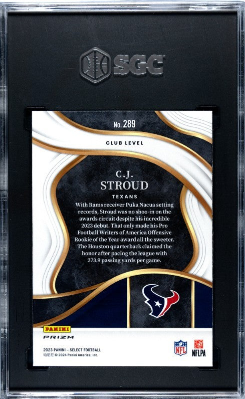 CJ/C.J. Stroud 2023 Panini Select Silver Prizm RC Card #289- SGC Graded 10 GMT