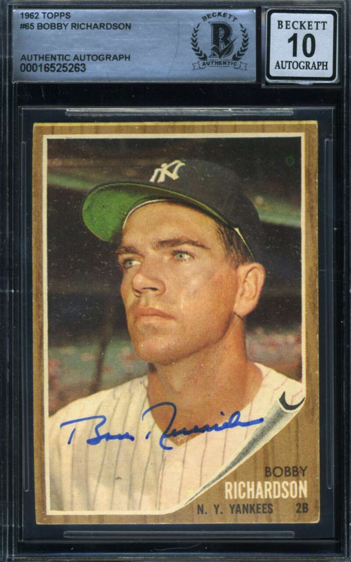 Bobby Richardson Gem Mint 10 Beckett BAS Signed 1962 Topps Autograph