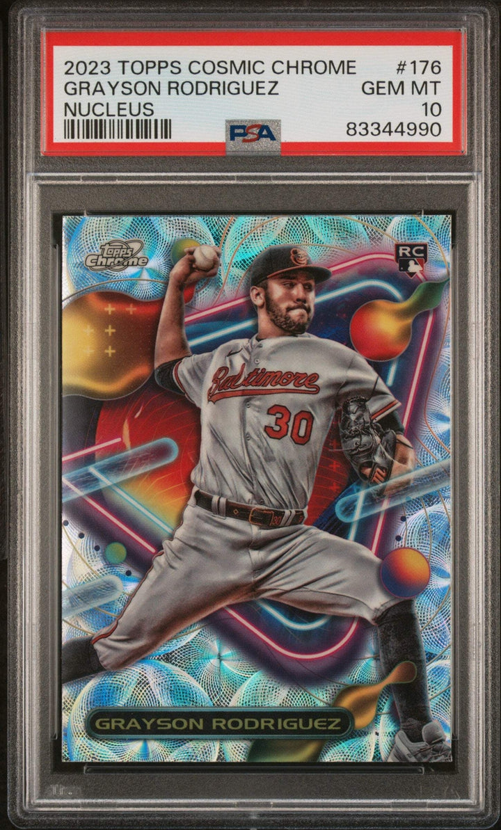 Graded 2023 Topps Cosmic CHR Grayson Rodriguez #176 Nucleus Baseball Card PSA 10