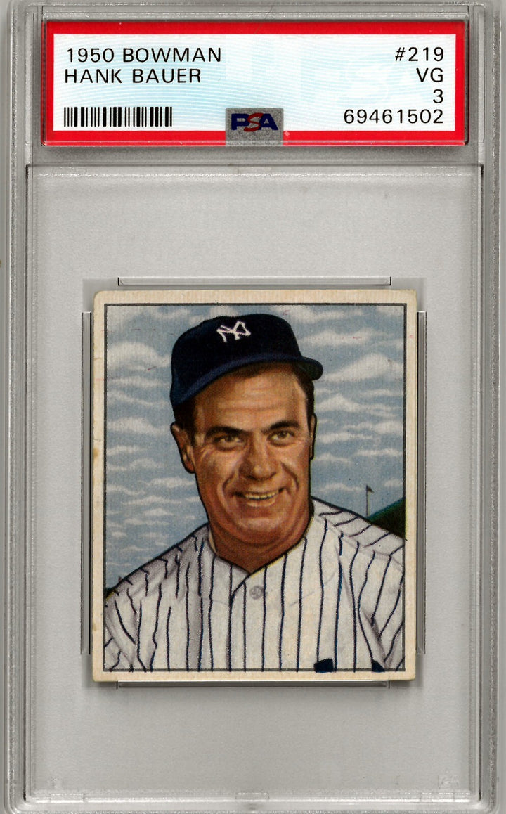 Hank Bauer 1950 Bowman Baseball Card #219 -  PSA Graded 3 VG (New York Yankees)
