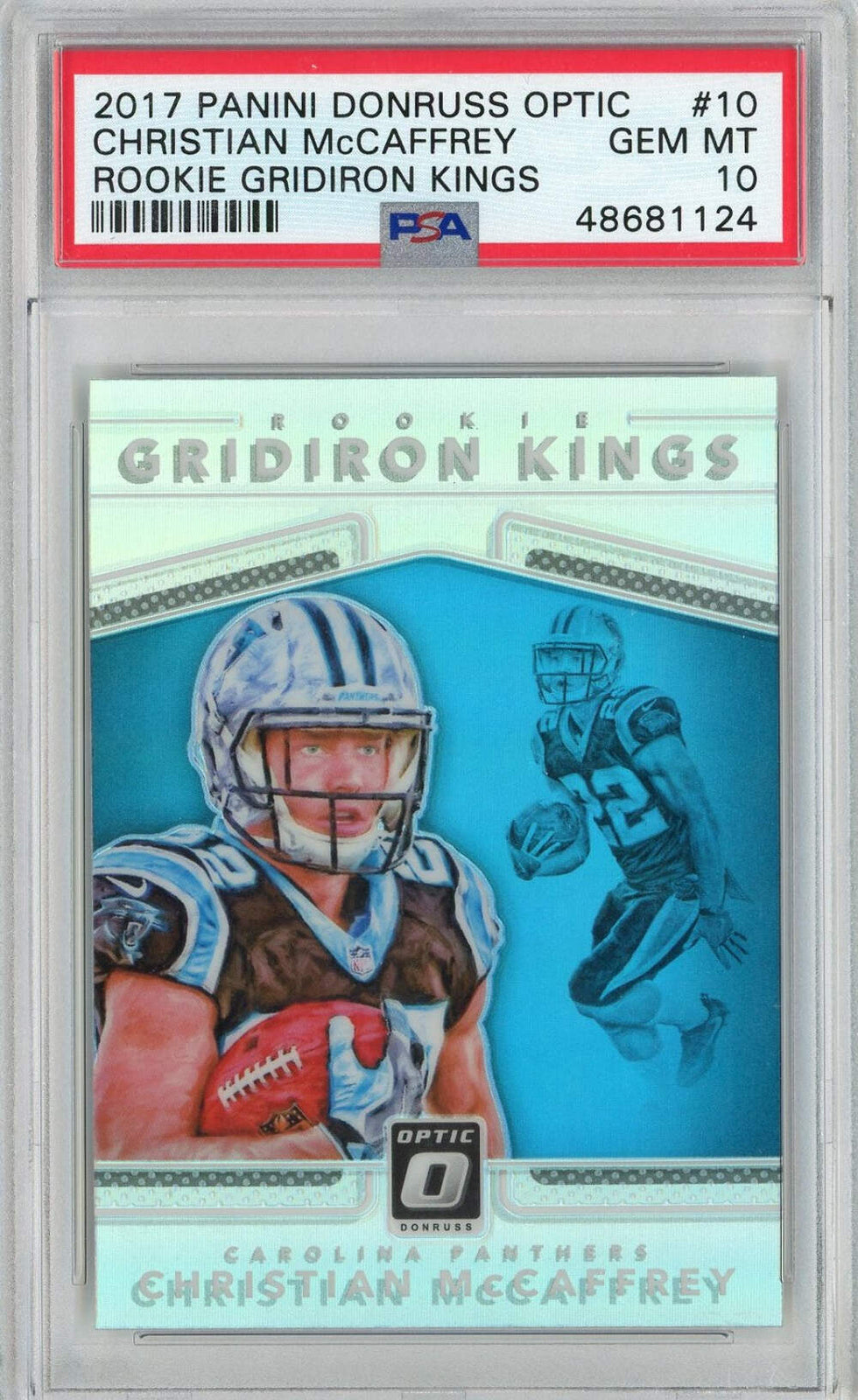 Graded 2017 Donruss Optic Christian McCaffrey #10 Rookie GK Football Card PSA 10