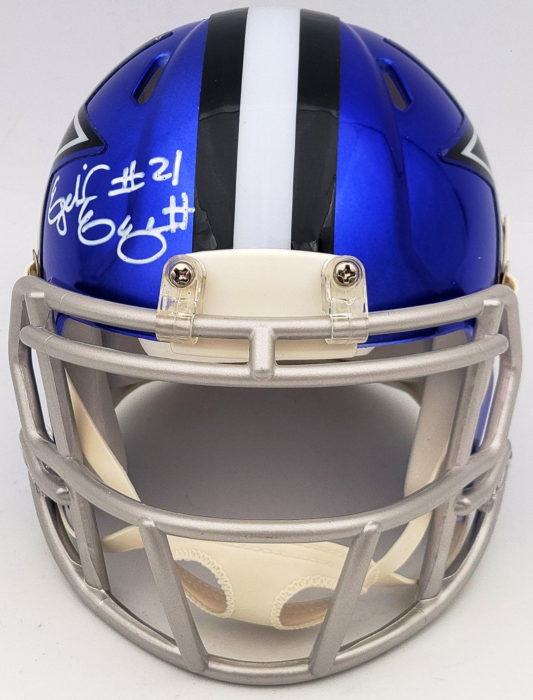 Ezekiel Elliott Signed Dallas Cowboys Flash Blue Speed Mini Helmet Beckett