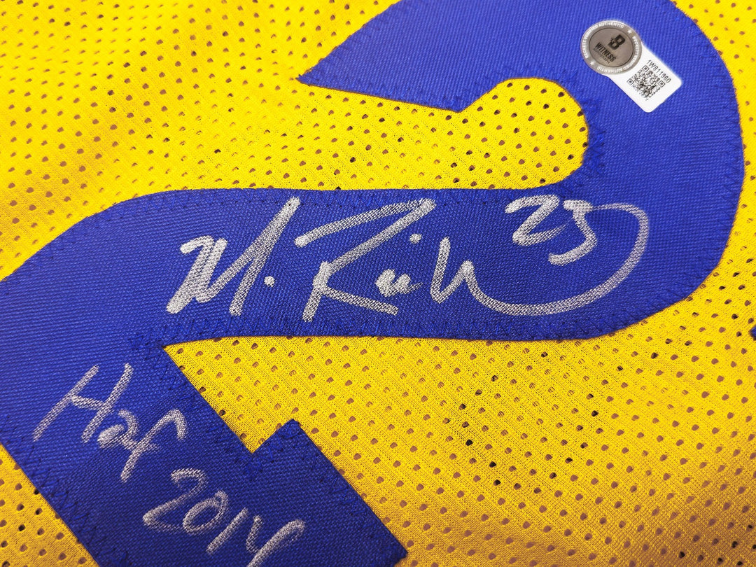 Golden State Warriors Mitch Richmond Signed Yellow Jersey "HOF 2014" Beckett Wit