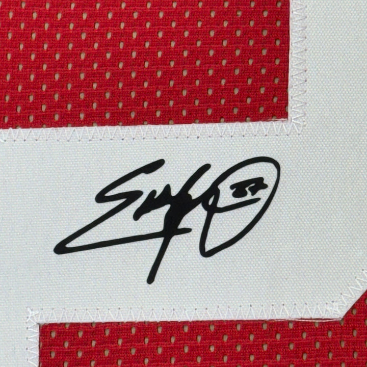 Framed Facsimile Autographed Eddie George 33x42 Red Reprint Laser Auto Jersey