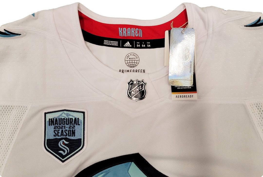Kraken Matty Beniers Auto White Adidas Jersey Sz 54 Inaugural NHL Debut Fanatics