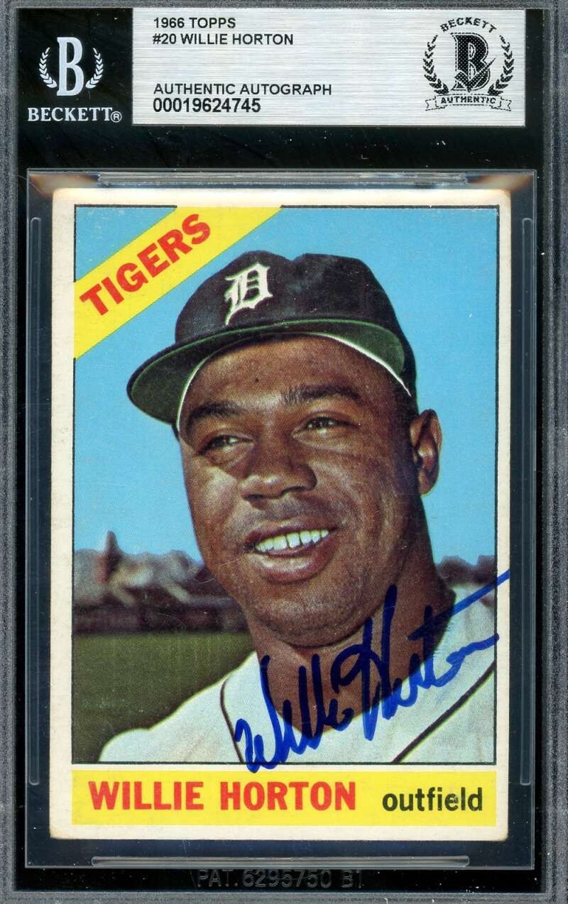 Willie Horton Beckett BAS Vintage Signed 1966 Topps Autograph Tigers