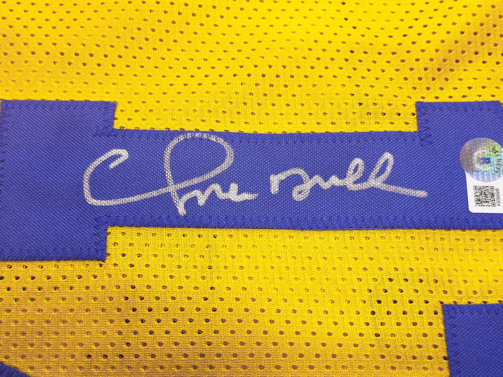 Golden State Warriors Chris Mullin Autographed Signed Yellow Jersey Beckett Wit