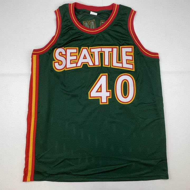 Autographed/Signed Shawn Kemp Seattle Dark Green Jersey PSA/DNA COA
