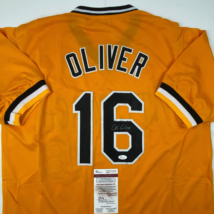 Autographed/Signed AL OLIVER Pittsburgh Yellow Jersey JSA COA Auto