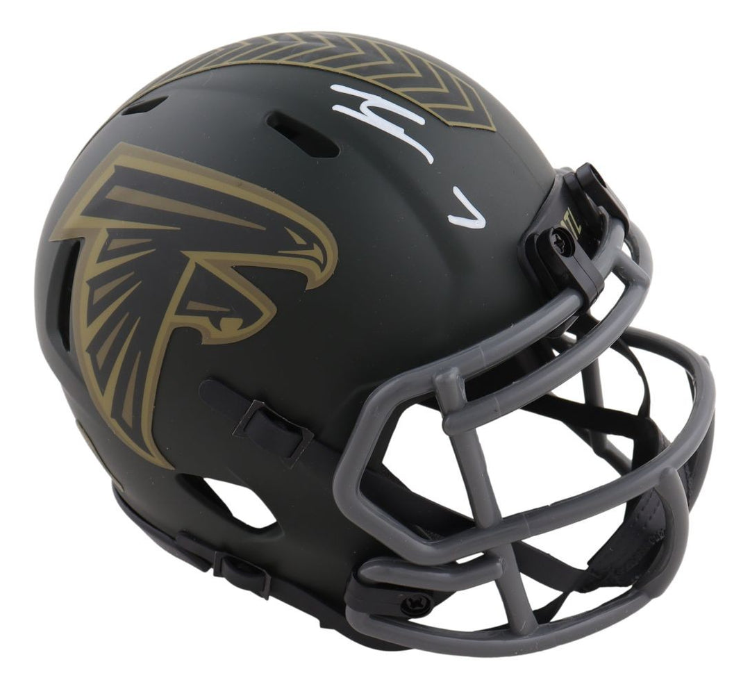 Bijan Robinson Signed Atlanta Falcons Salute To Service Mini Speed Helmet BAS