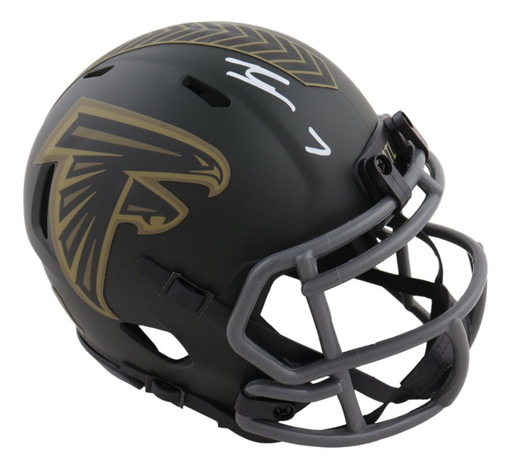 Bijan Robinson Signed Atlanta Falcons Salute To Service Mini Speed Helmet BAS