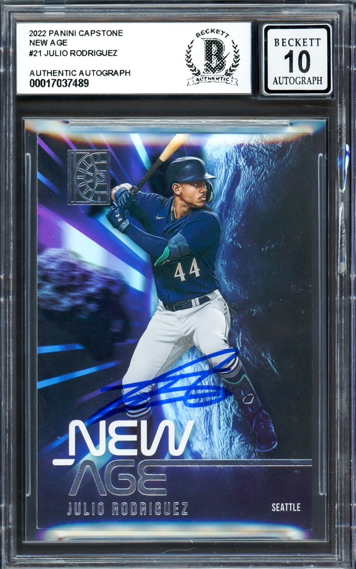 Julio Rodriguez Auto Signed 2022 Panini Capstone New Age RC NA-21 Sig 10 Beckett