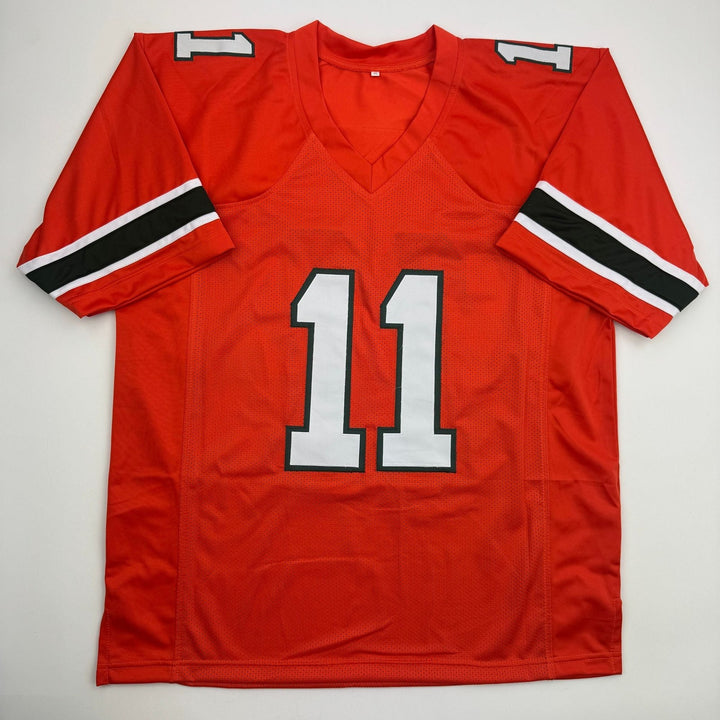 Autographed/Signed Carson Beck Miami Orange College Football Jersey Beckett COA