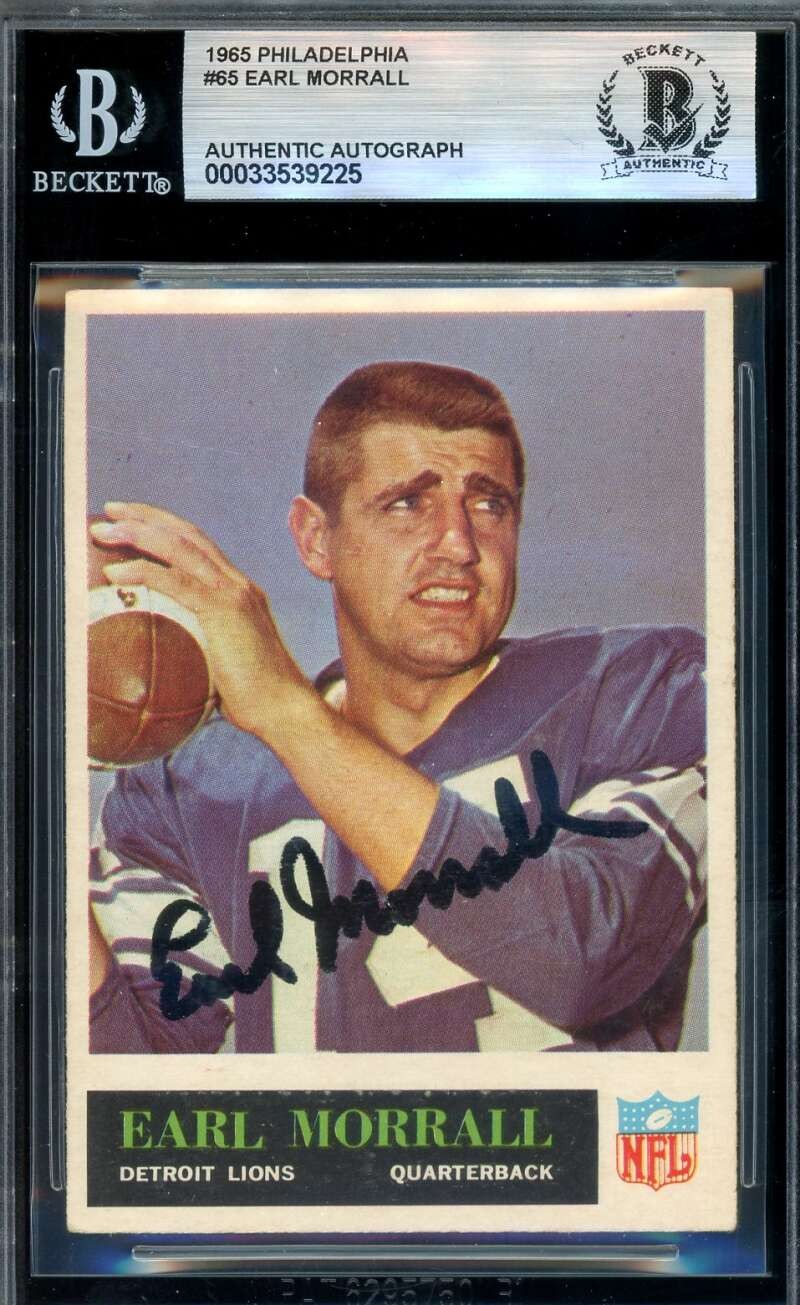 Earl Morrall Beckett BAS Signed 1965 Philadelphia Autograph Lions