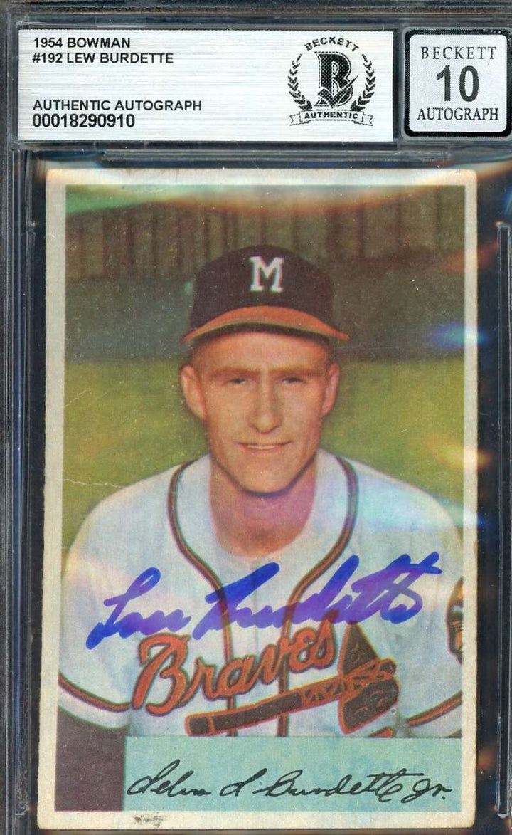 Lew Burdette Gem Mint 10 Beckett BAS Signed 1954 Bowman Autograph