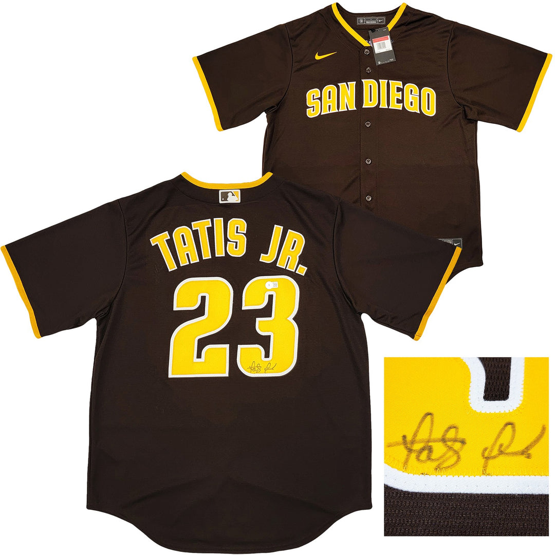 San Diego Padres Fernando Tatis Jr. Signed Brown Nike Jersey Size L Beckett Wit
