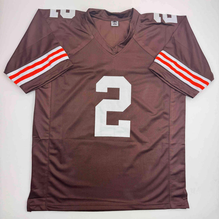 Autographed/Signed Johnny Manziel Cleveland Football Brown Jersey Beckett COA