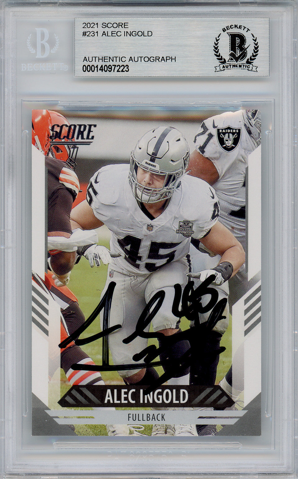 2021 Score #231 Alec Ingold Signed BAS Las Vegas Raiders Autographed