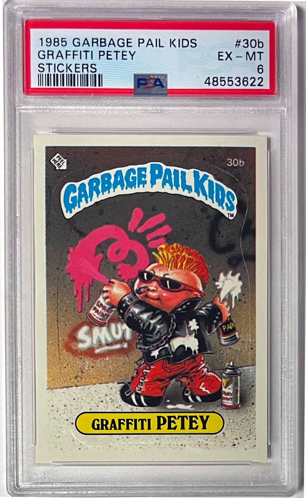 1985 Topps Garbage Pail Kids Series 1 Graffiti Petey Stickers #30b- PSA Graded 6