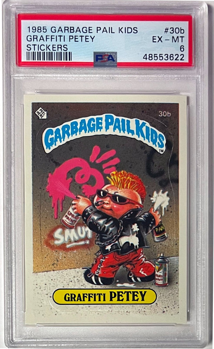 1985 Topps Garbage Pail Kids Series 1 Graffiti Petey Stickers #30b- PSA Graded 6