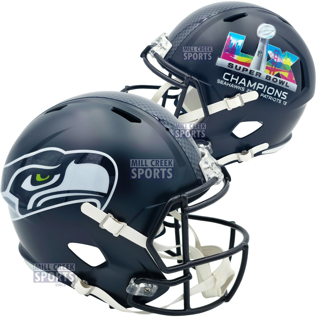 Unsigned Seattle Seahawks SB LX Champions Logo Full Sz Speed Rep Helmet
