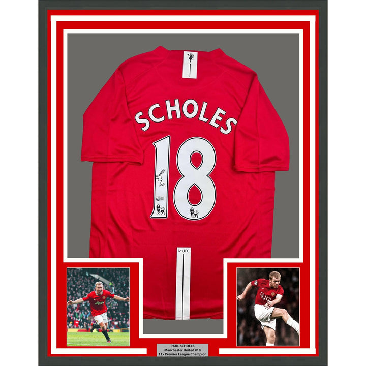Framed Autographed/Signed Paul Scholes 35x39 Manchester United Jersey COA