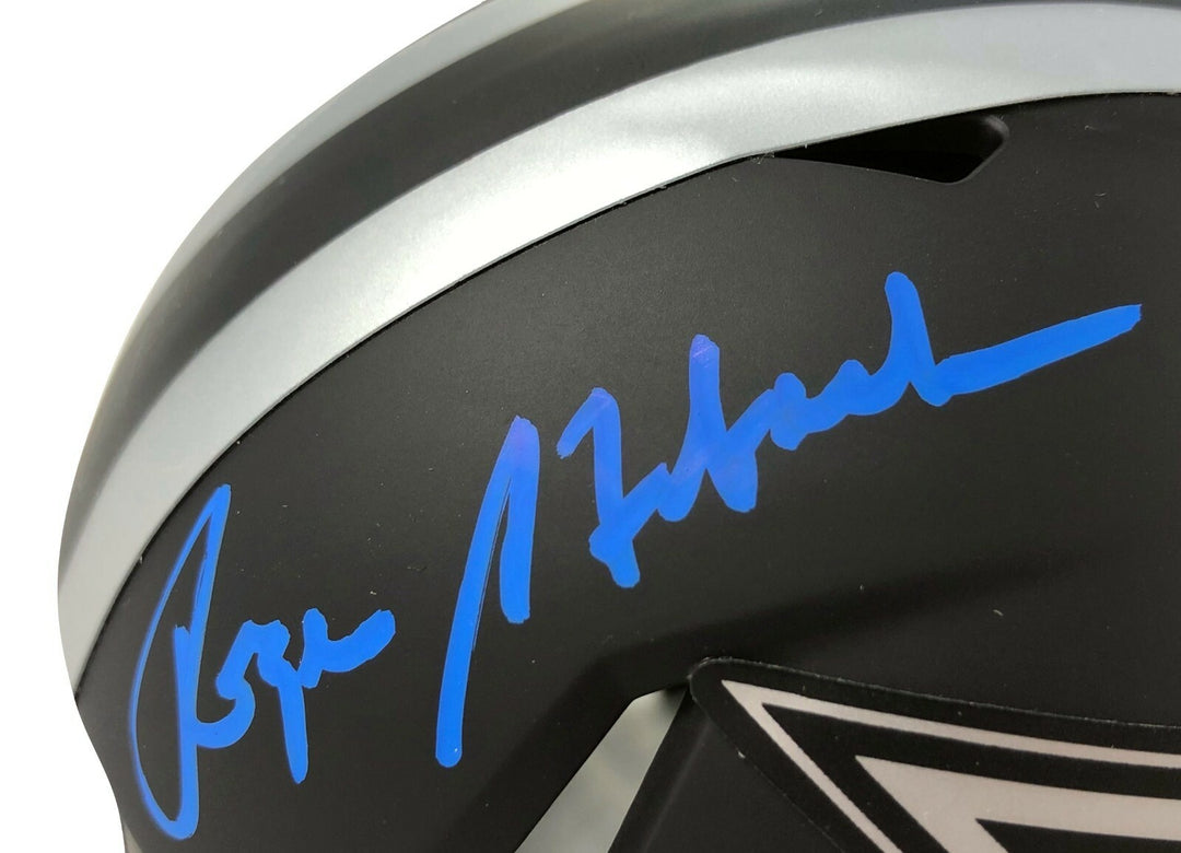 Roger Staubach Hand Signed Eclipse Black Mini Helmet Dallas Cowboys JSA COA