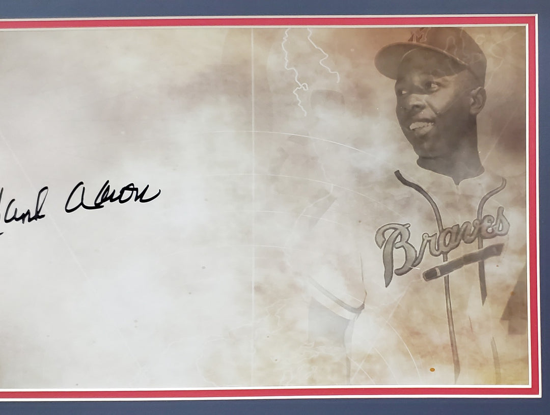 Hank Aaron Signed Framed 10x30 Panoramic Photo Milwaukee Braves Fanatics