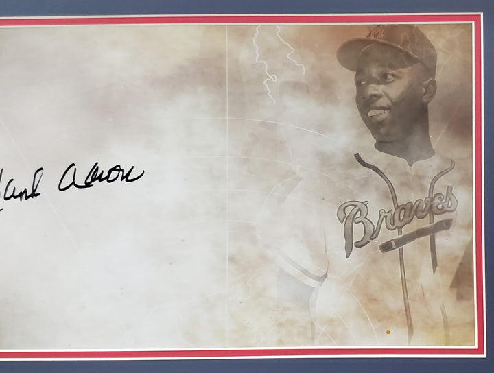 Hank Aaron Signed Framed 10x30 Panoramic Photo Milwaukee Braves Fanatics