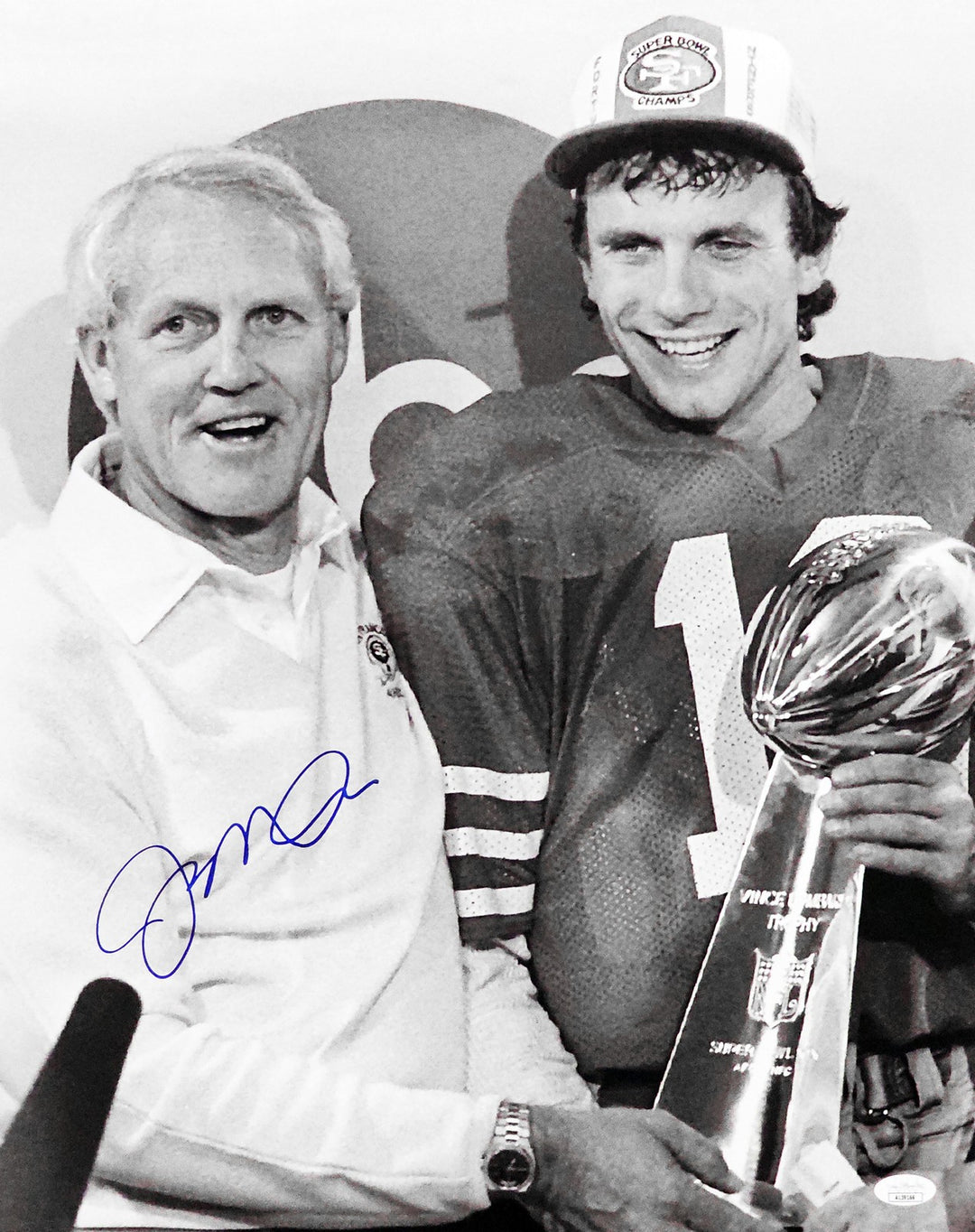 Joe Montana Auto Signed 16x20 Photo San Francisco 49ers Super Bowl Trophy JSA