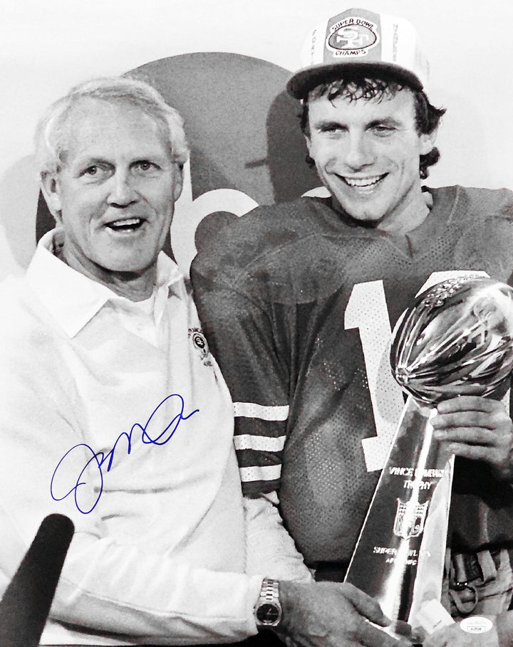 Joe Montana Auto Signed 16x20 Photo San Francisco 49ers Super Bowl Trophy JSA